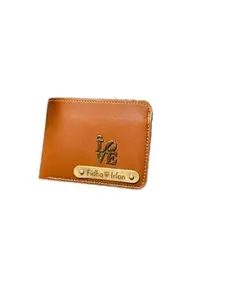 The Unique Gift Studio Personalised Men's Leather Wallet - Name & Logo Printed on Wallet for Gift - Tan Color