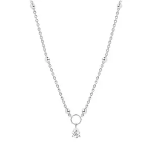 MINUTIAE Womens Silver-Plated Stones-Studded Pendant Necklace With Chain MNT0414PD_S
