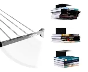 CONCEPT & SOLUTIONS 5 Pipes x 5 Feet - Foldable Wall Mounted Cloth Dryer/Clothes Stand (5 Pipes, 3 feet) and Book Shelf Wall Mounted Metal Invisible Book Shelves for Home 3 Piece Per Pack Combo Pack|CS-455