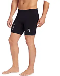 Quada Men's Compression Nylon Shorts Tights (Black, Large (31-33 Inch Waist))