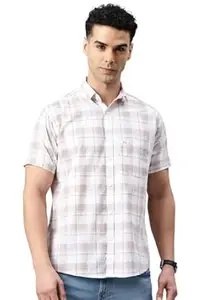 Majestic Man Men Slim Fit Pure Cotton Checkred Half Sleeve Casual Shirt