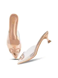 JM LOOKS Women’s Rhinestone Open-Back Peep-Toe Transparent Sandals