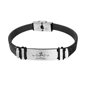 M Men Style Om Sai Ram Stylish Latest Fashion Stainless Steel Silicone Hand Bracelet For Boys Buckle Clasp For Men Wrist Band SBr2025400