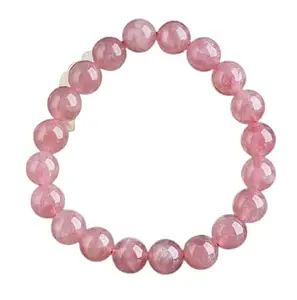 Rare Gems Gallery Stunning Pink Rose Quartz Crystal Bracelet Original Certified रोज क्वार्ट्ज ब्रेसलेट Desirable Pink Sphatik Bracelet for Wearing Jyotish Purpose ब्रेसलेट पुरुषो और महिलाओ के लिए