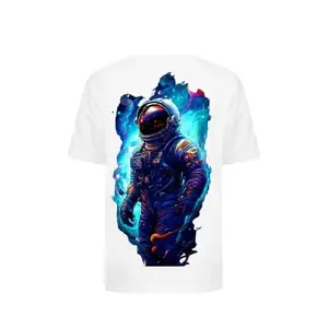 MOT Astronaut Graphic Printed T-Shirt Casual wear Men's and Women's T Shirt (02) (X-Large) White