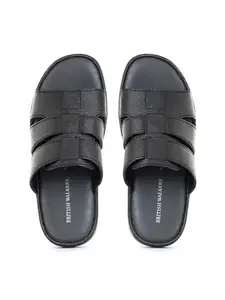 Khadim's British Walkers Black Leather Mule Slip On Sandal for Men (5053166)