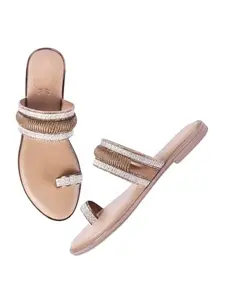 Shoetopia Women's Girls-AP-65 Flat Sandal-6 Kids UK (Girls-AP-65-Copper)-EU39