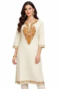 AH SPORTZ AH Kashmiri Kurti for Women Cotton Kurti with Kashmiri Embroidery (Size-2XL)
