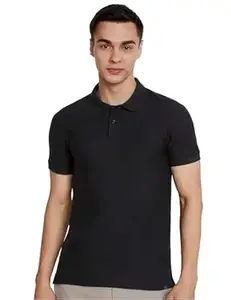 Amazon Brand - Symbol Men's Cotton Rich Textured Polo Tshirts | Collar Plain Tshirts | Half Sleeves - Regular Fit (Available in Plus Sizes)