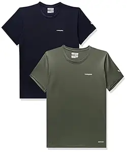 Charged Endure-003 Chameleon Spandex Knit Round Neck Sports T-Shirt Navy Size Xl And Charged Energy-004 Interlock Knit Hexagon Emboss Round Neck Sports T-Shirt Grape-Green Size Xl