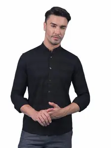 Crimsoune Club Men's Black Horizontal Stripes 100% Cotton Shirt (XXXL)