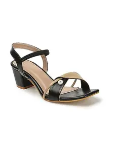 ICONICS Women's Stylish and Comfortable Back Strap Sandal for Casual IOffice I Party Use ICN-SI-W-21 Black Heeled 5 Kids UK