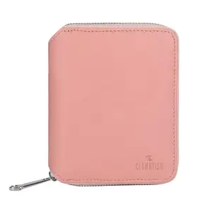 THE CLOWNFISH Zia Genuine Leather Bi-Fold Zip Around Wallet for Women with Multiple Card Slots & Coin Pocket (Pink)