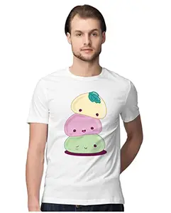 ALLEN BLACK Men's Regular Fit T-Shirt Kawaii Mochi - Japanese Sweets 100% Cotton T-Shirt White_JPNSMOMNE-White 5XL Men Round_