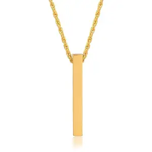 Memoir Brass Gold plated Gold Bar design Fashion Jewellery pendant with chain for Men and Women (PCGS6022)