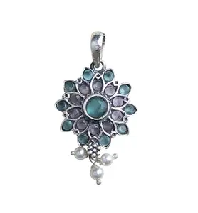 Shyle Essence Pastel Flower Pendant for Women and Girls | 92.5 Sterling Silver Pendant Without Chain | Gift for Birthdays, Anniversaries, & Special Occasions