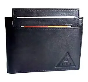 Fleece Fashion Black Casual Genuine Leather Multi Compartment Wallets for MenC