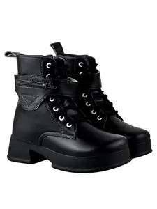 Shoetopia Smart Casual Mid Top Black Boots for Women & Girls /EU39