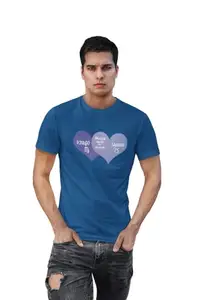 Bag It Deals Match Made in Heaven Blue Round Neck Cotton Half Sleeved T-Shirt with Printed Graphics