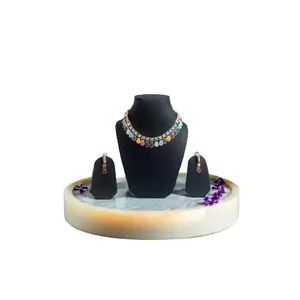 Brass and Alloy Plated Imitation Jewellery Set for Women & Girls | Traditional Necklace with Earrings | Artificial Jewelry Set for Wedding & Party