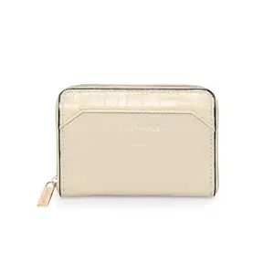 KENNETH COLE Women's Small Zip-Around Wallet | Premium Textured PU | 6 Card Slots, Smooth Metal Zips | Durable Interior Lining & Wide 3-Quarter Opening | Compact, Robust & Secure Ladies Purse, Beige
