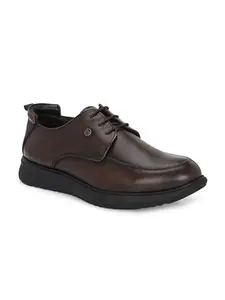MONDAIN Genuine Leather Dress Shoes for Men | Plain Oxford Dress Shoes | Leather Formal Shoes for Men | Lightweight Sole Shoes for Men (MDCS-215-BROWN-8)