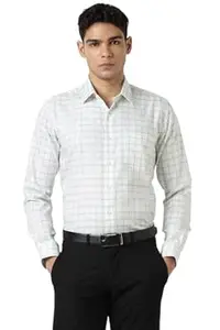 Van Heusen Men's 100% Cotton Slim Fit Checkered Solid Shirt