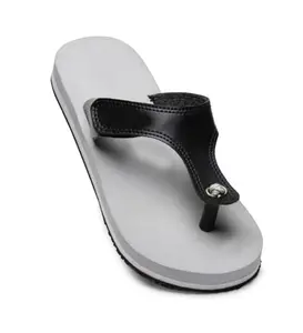 Unisex Rubber Lightweight T-Style Slippers (Grey, 9)