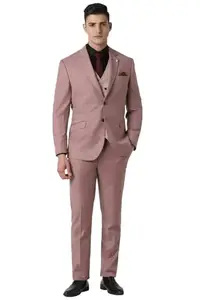 Van Heusen Men's Polyester Blend Four Piece Suit-Dress Set (VHSUWSLFN81351_Pink_38
