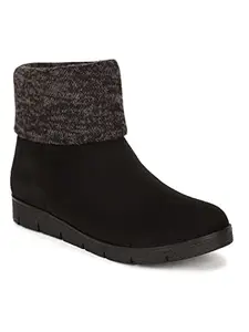 Bruno Manetti Women's Black Ankle Length slipon sweater Boots