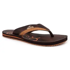 ONE8 Virat Kohli Men's Anti-Skid TPR Sole Comfort Footbed Water Resistant Light Weight Flip-Flops | Brown
