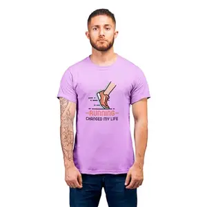 Streetfluencer Men's Regular Fit Bio-Washed T-Shirt – Printed, Pure Cotton, Half Sleeves, Round Neck Purple