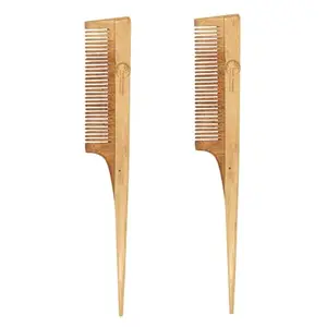Earthy Essentials Kacchi Neem Comb, Wooden Comb (Pack of 2) Hair Growth, Hairfall, Dandruff Control | Hair Straightening, Frizz Control | Comb for unisex | Treated with Oil | Handmade Neem Wooden Comb