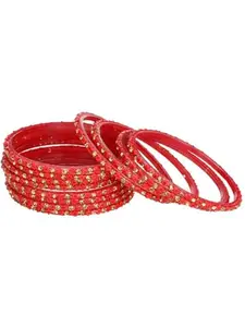1st Time Stylish Glass Bangle/Kada- Perfect For Party,Wedding, Celebrations And Wedding, Pack Of 12, Red- I85