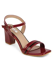 Elle Women's Heels Sandal, Maroon, 8