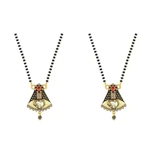 RAGHUNATH Sales Traditional Golden Eye Pendant Mangalsutra With Black Bead Chain For Women (Pack of 2)