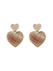 Kairangi Earrings for Women and Girls Golden Drop Earrings for Women | Valentine Special Gold Plated Love Heart Drop Earrings | Birthday Gift for girls and women Anniversary Gift for Wife