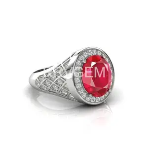 RRVGEM Natural Ruby RING 5.25 Ratti / 4.50 Carat Certified Handcrafted Finger Ring With Beautifull Stone manik RING Silver Plated for Men and Women