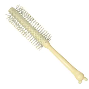 Scarlet Line Professional Medium Round Hair Brush for Men n Women with Ball Tip Nylon Bristles Brush for Hair Styling_Cream