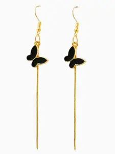 9blings Gold Tone Bohemian Style Dangle Earrings with Black Enamel Pendants Earrings For Women and Girls