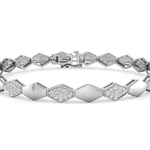 ORIONZ Honeycomb 925 Sterling Silver Bracelet for Women | Anti Tarnish 18k Gold Plated Bracelets with Cubic Zirconia Crystal Diamond | Gifts for Women & Girls |White