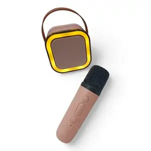 Mini Karaoke Machine for Kids,Portable Bluetooth Speaker with 1 Wireless Microphones,Ideal Musical Present for Children with Border RGB Light