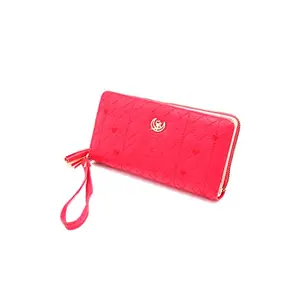 KALKA Bag Women's Leather Stylish Long Ladies Wallet with Zip Pocket | Multiple Card Holders and Phone Pocket (Pink)