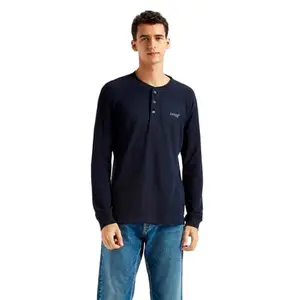 Levi's Men's Solid Slim Fit Henley Shirt (0003R-0006_Blue