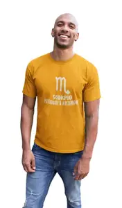Bag It Deals The Superior Scorpios Yellow Round Neck Cotton Half Sleeved T-Shirt with Printed Graphics