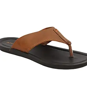 AEROWALK Stylish T-Shape Fashion Sandal/Slipper for Men | Comfortable | Lightweight | Anti Skid | Casual Office Footwear (NV58_TAN_40)