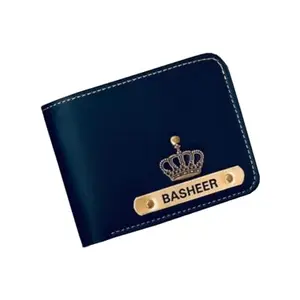 NAVYA ROYAL ART Personalized Wallet for Men and Boys | PU Leather Customized Purse with Name & Charm | Unique Birthday & Anniversary Gift for Men - Blue 003