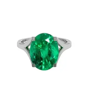 Galaxy Gems Natural Emerald Stone Original Certified Silver Ring 7.25 Ratti Panna Silver Ring For Men Chandi Ki Anguthi Attractive Green Emerald Ring Panna Ring For Men Original Certified पन्ना रिंग