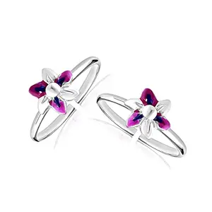 Silver Style Women's 925 Sterling-Silver Floral Toe Ring