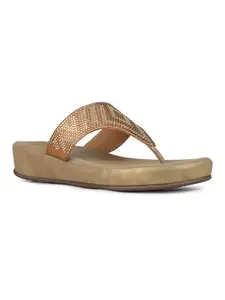 Inc.5 Womens Golden Ethnic Solid Round Toe Wedge Heel Sandals